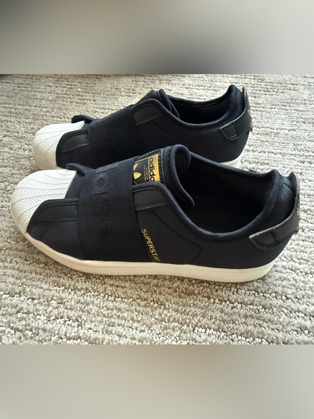 adidas Superstar Slip-On Sneakers - Black with White Sole